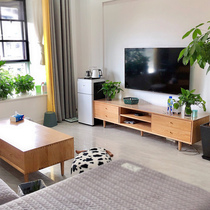 TV Cabinet Foshan City Cherry Wood Tea Table Combined Solid Wood Living Room Ground Cabinet Nordic Audiovisual Cabinet Brief small family