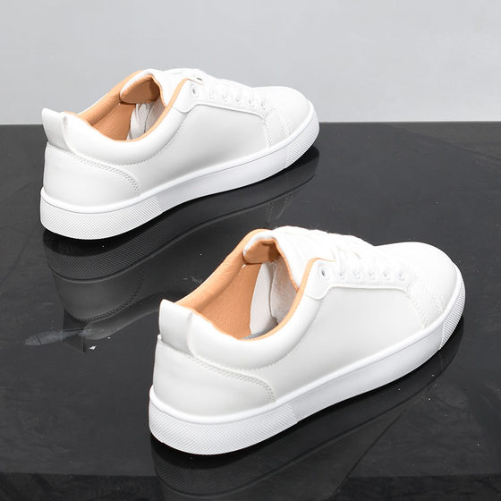 Summer men's shoes breathable leather small white shoes men's Korean version of white shoes trend wild suit casual white board shoes Summer men's shoes breathable leather small white shoes men's Korean version of white shoes trend wild suit casual white board shoes