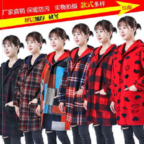 Cotton overcoat Female adult velvet thickened oil-proof rice coat Home and home cotton clothing warehouse cleaning canteen coat