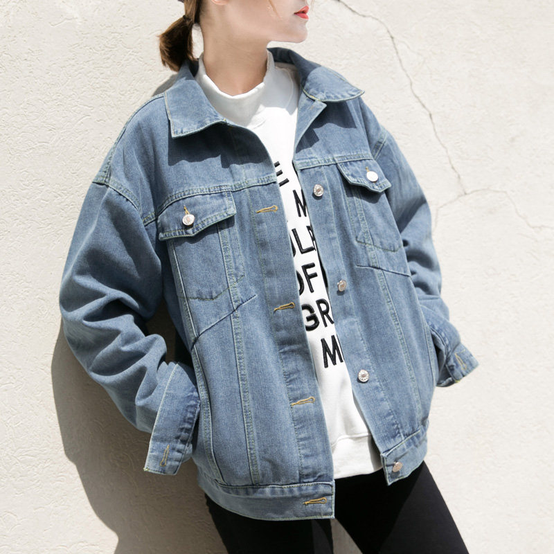 孜索2018春季新款bf风牛仔外套女水洗宽松牛仔衣韩版长袖学生上衣