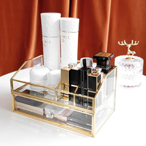 Nordic Glass Cosmetics Containing box Desktop Skin Care Products Shelve Dormitory Comb Dresser Transparent Finishing Box