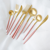 Nordic 304 stainless steel West dining cutlery knife fork with three sets Domestic steak knife fork sweet spoons fruit fork chopsticks