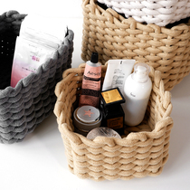 Cotton Rope Containing Basket Woven Table Top Containing Basket Washable Skin Care Products Toy Snacks Finishing Box Debris Disposal Basket