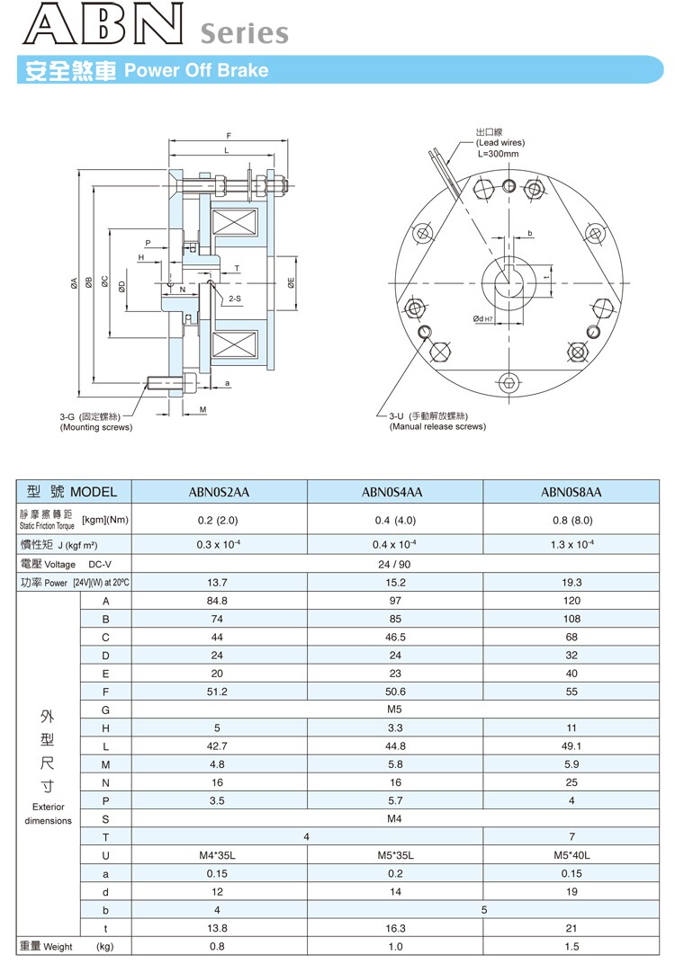 仟岱失电制动ABN0S2AA ABN0S4AA ABN0S8AA停电断电刹车器马达电机抱闸DC24V 仟岱,电磁制动器,断电刹车器,失电制动,电机抱闸