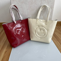 Niche export rat goods shoulder-to-shoulder love smiley face paint sheepskin tote bag