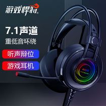Headphones Wired headset with microphone Computer e-sports game eating chicken listening to the sound defense position monitoring 7 1 high quality noise reduction