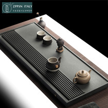 Italy ZPPSN Japanese-style whole black gold stone tea tray Simple rectangular tea sea stone Kung Fu tea tray