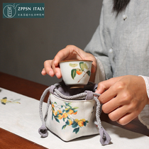 Italy ZPPSN day style cotton hemp cloth bag thickened travel tea set portable bag tea cup containing tea cup bag