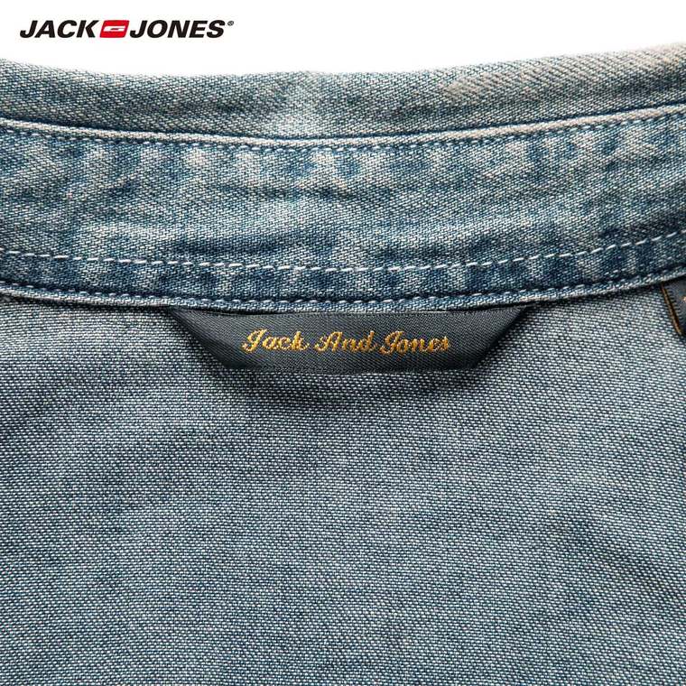 爆JackJones杰克琼斯纯棉男装摁扣门襟牛仔长袖衬衫O|215305027