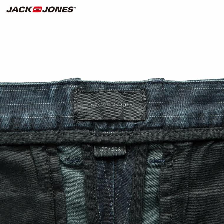 爆JackJones杰克琼斯弹力透气条纹男商务牛仔9分长裤E|215332046