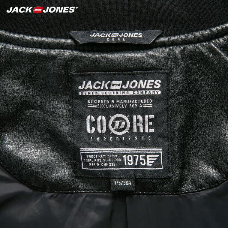 JackJones杰克琼斯PU面料合体棒球领男装休闲夹克外套C|215321022