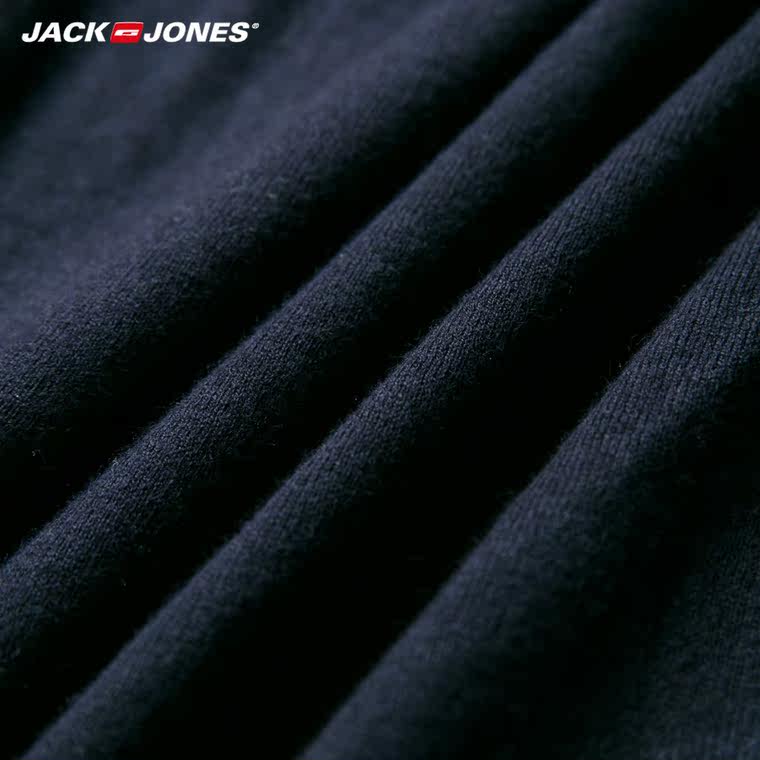 JackJones杰克琼斯拼接圆领套头薄款男士毛衣针织衫秋E|215324026