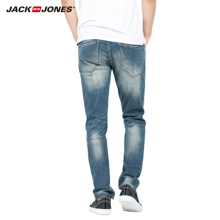 JackJones杰克琼斯含莱卡男复古做旧修身直筒牛仔裤C|215332007