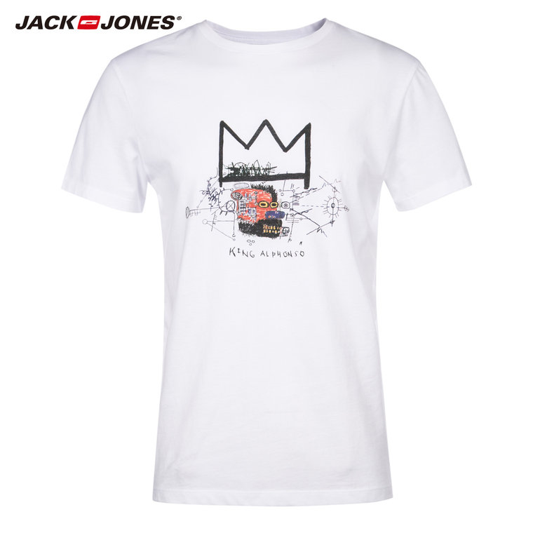 5折JackJones杰克琼斯纯棉插画印花潮短袖T恤衫E|215201048