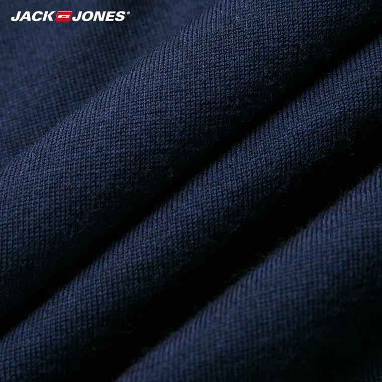 立减50JackJones杰克琼斯纯羊毛男装修身假两件针织衫O|215324010