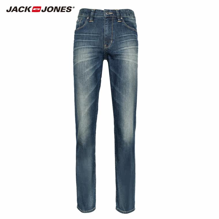 JackJones杰克琼斯男弹力棉质修身直筒休闲牛仔长裤C|215432002