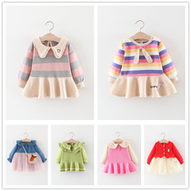 Childrens clothing girls dress spring and autumn baby girl long sleeve princess skirt 0 1 1-3 years old baby Autumn dress