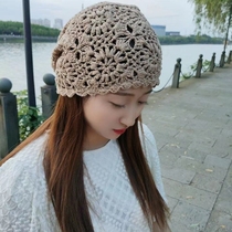 Black hair hollowed young hair hat covered hair weaving cap with artificial knitting cap