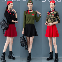 Square dance costume womens new performance costume Dancing sailor dance costume suit dance costume Autumn and winter middle-aged and elderly dance costume