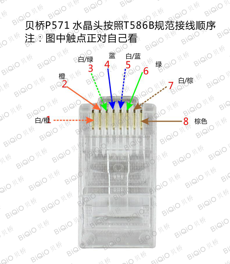 贝桥p571 六类水晶头6类水晶头cat6千兆网络水晶头rj45网线水晶头