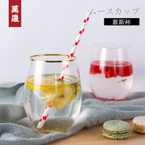 Wan Sheng glass household tea cup ins Wind creative milk drinking glass transparent office female cute Cup