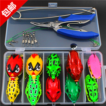 Ray frog Luya bait set Lures Black fish Freshwater Ray Frog Modified sequined single hook frog Bionic frog