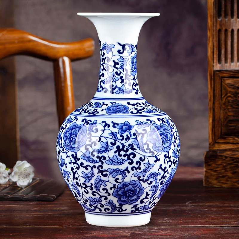 Jingdezhen ceramics hand - made of blue and white porcelain vases, flower arrangement archaize sitting room porch decoration of Chinese style household furnishing articles