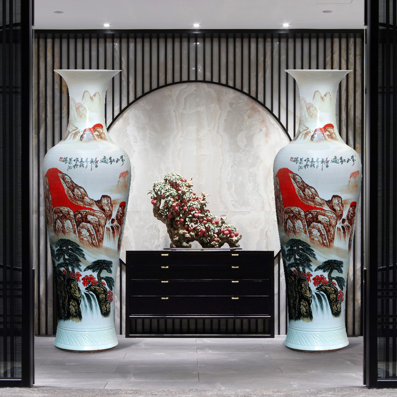 Jingdezhen ceramic hand - made much luck landing a big vase Chinese sitting room adornment is placed large opening gifts