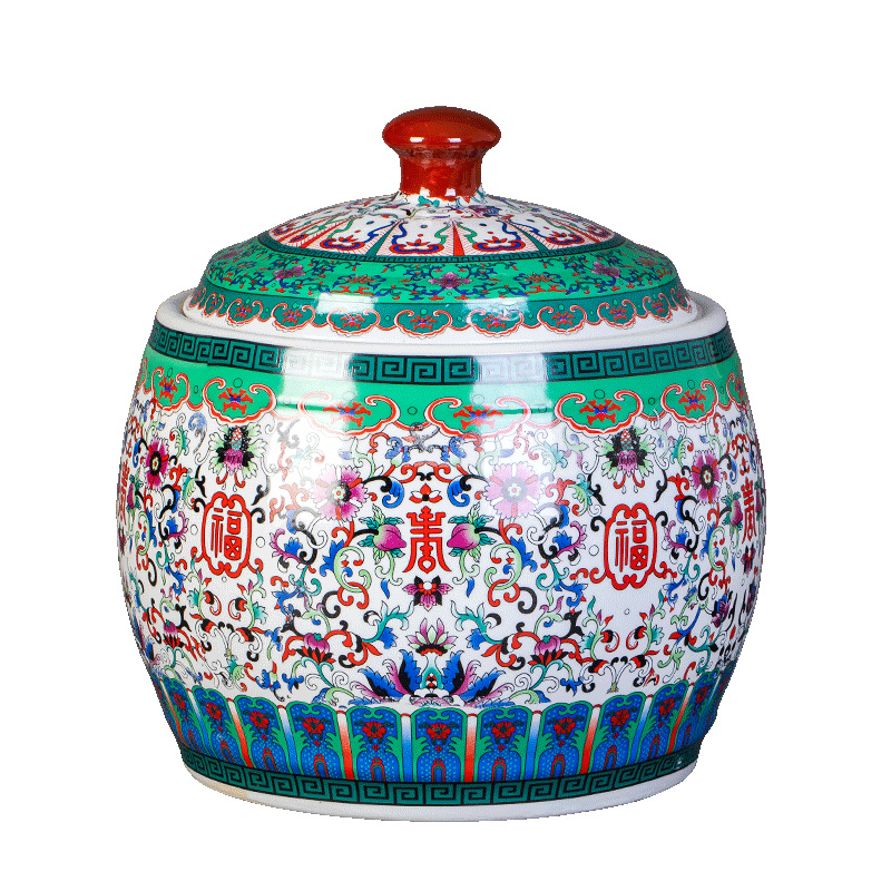 Jingdezhen ceramics colored enamel sitting room of Chinese style restoring ancient ways home decoration handicraft furnishing articles barrel storage tanks