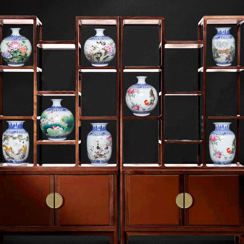 Jingdezhen ceramics bucket color of blue and white porcelain vase flower arranging the new Chinese rich ancient frame sitting room adornment is placed