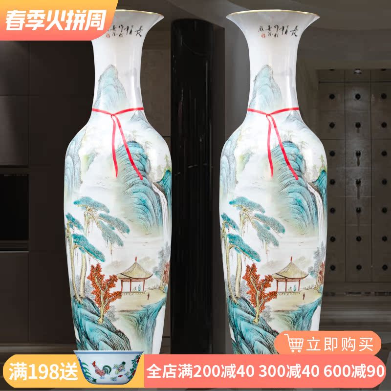 Hand - made jingdezhen ceramics powder enamel has a long history of large vases, Chinese style living room decorations opening furnishing articles