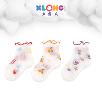 Xiaolong girl baby socks summer thin spring summer baby cotton children lace princess net socks summer thin