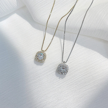 s925 sterling silver single diamond necklace female Korean version of zircon exquisite temperament diamond choker send girlfriend birthday gift