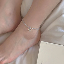 s925 sterling silver love double niche design anklet female Korean Net Red simple sexy personality hipster students