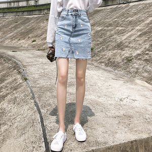 小雏菊牛仔半身裙女2020夏季新款韩版高腰包臀裙显瘦薄款时尚短裙