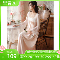 Palace Ancient Wind Hanfu Sleeping Dress Woman Long Sleeve Spring Autumn Slim 2022 New Sexy Lace Princess Sweet-style Pyjamas