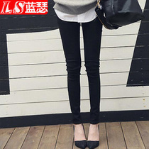 Black jeans womens trousers spring and summer 2021 New Korean version of thin nine stretch size high waist plus velvet feet