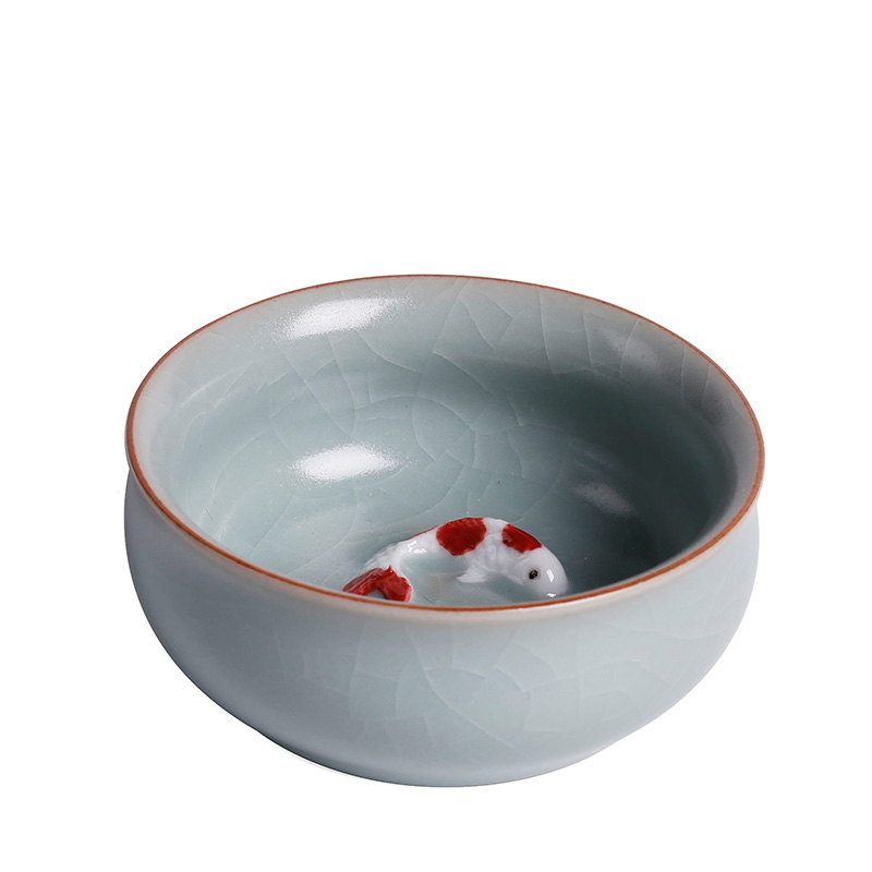 Tea seed your up ceramic cups manual master cup single CPU fish bowl Tea cup can keep open piece of Tea light cup