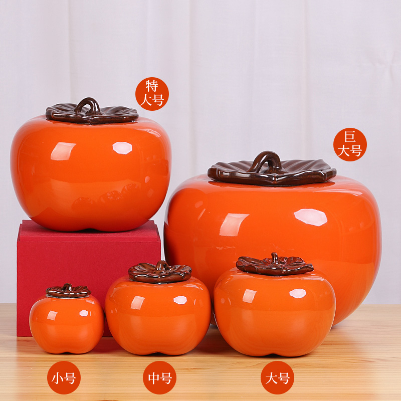 Caddy fixings small mini portable creative ceramic ruyi persimmon persimmon persimmon home furnishing articles sealed small tea pot