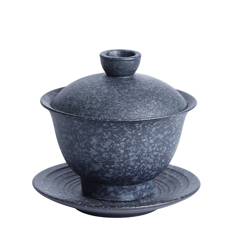 Tea seed Japanese coarse pottery kung fu Tea bowls sweet GaiWanCha lid household ceramics small tureen kung fu Tea set