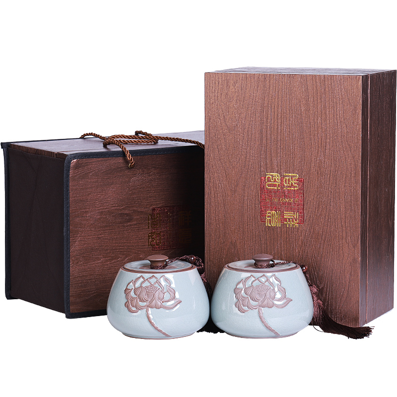 Tea seed Tea caddy fixings gift boxes storage tanks seal pot receives ceramic gift boxes large damp Tea warehouse