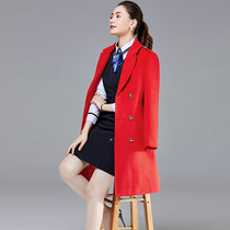 Professional dress woolen coat dress hotel front desk coat thickened cotton flight sister dress Lady long winter coat