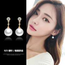 925 silver needle pearl earrings female 2021 new tide about the high-end sensory earrings of the Korean gas net