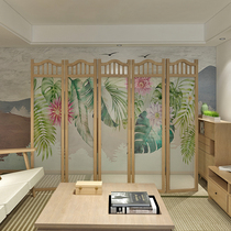 American European-style Screen Living room partition Decorative Bedroom Bookroom Screen bifacial semi-permeable yarns Foldable mobile folding screen