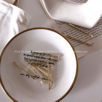 Japanese wild style popular Korean retro gold one-word bangs hairpin side clip ten-pack set