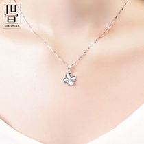 Senior sense s999 sterling silver clover necklace female choker niche design simple temperament fashion pendant gift