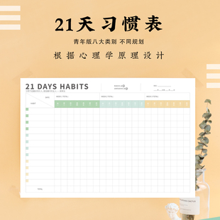 21天习惯神器成人版 家用自律表习惯养成计划表墙贴 工作日程表