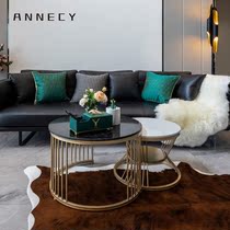 Coffee table Nordic net red Marble edge round small apartment Light luxury simple living room household round table combination table