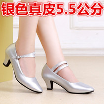 Spring Autumn Seasons Dancing Shoes Women Genuine Leather China High Heel Softbottom Ballroom Dancing Shoes Adult Square Dance Shoes