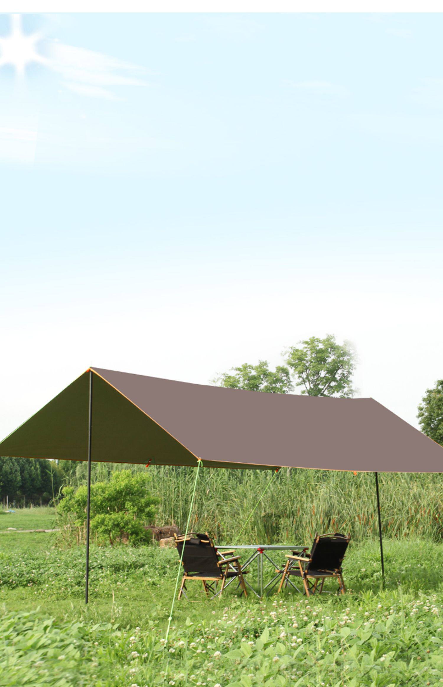 户外加厚牛津布凉棚雨棚 露营钓鱼防雨涂银防晒遮阳棚 天幕帐篷